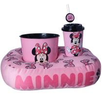 Kit Minnie Mouse Almofada Suede + Balde Pipoca + Copo Oficial Disney