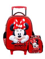 Kit Minnie Mouse Luxo 3D Mochila Rodas + Lancheira