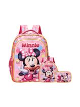 Kit Minnie Mouse Mochila Costas+Lancheira Térmica+Estojo Box