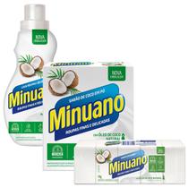 Kit Minuano Coco: Lava Roupas Líquido 500ml e Sabão Pó 500g