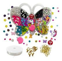 Kit Missanga Infantil Colorida 1090 Pingente Letra Pulseira