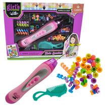 Kit Missangas Cabelo Infantil com Aplicador Aplique Castela