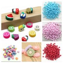 Kit missangas coloridas infantil para colar pulseira artesanato em geral