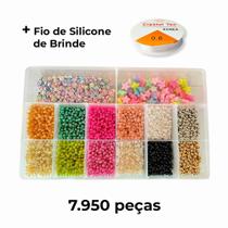 Kit Missangas Infantil Coloridas P/ Montar Pulseiras 7.950 peças
