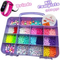 Kit Missangas Infantil Montar Pulseiras 1700 Peças Coloridas