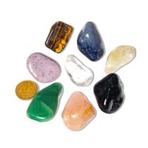 Kit Misto 8 Pedras Roladas Grande 3cm ( Quartzo Azul, Rosa, Verde, Cristal, Ônix, Olho de Tigre, Lepidolita e Citrino )