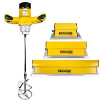 Kit Misturador Menegotti MEL 1600 Com Kit Desempenadeiras Evolution 25, 40 e 60CM Argamassas Tintas Massa Corrida Misturas e Acabamento Impecável Kit Misturador Menegotti MEL 1600 Com Kit Desempenadeiras Evolution 25, 40 e 60CM Argamassas Tintas Massa Corrida Misturas e Acabamento Impecável