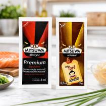 Kit Mitsuwa 200 Sachês: 100 Shoyu Premium e 100 Molho Tarê para Delivery