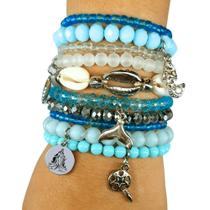 Kit Mix 10 Pulseiras Orixá Iemanjá Umbanda