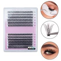 Kit Mix 240 Tufinhos Cílios Postiços Curvatura D 9mm a 14mm Tufo Extensão Fios Ultrafinos Sem Nó