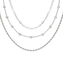 Kit Mix 3 Colares Feminino Folheado a Prata 925