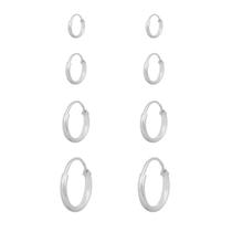 Kit Mix 4 Pares Brincos Combo Argolas Prata 925 Feminina Prata 925