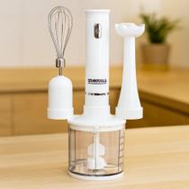 Kit Mixer 3 Em 1 Processador Batedor Liquidificador Multifuncional Portátil Multiuso Misturar, Bater, Triturar e Processar Alimentos