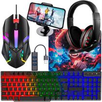 Kit Mobilador completo com teclado RGB E Com Mouse de 2400 dpi mas Headset com Microfone