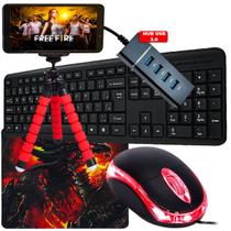 Kit Mobilador Gamer Com Hub us 3.0 Ideal Jogos de Celular Teclado Mouse e Suporte