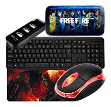 Kit Mobilador Gamer Completo com Teclado Mouse e Pad Compatível com Android