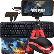 Kit Mobilador Gamer Jogar Ff No Celular Com Teclado e Mouse Jogue Igual Sense TOP