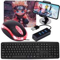 Kit Mobilador Gamer Jogar Ff No Celular Com Teclado e Mouse Jogue Igual Sense TOP