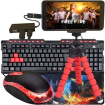 Kit Mobilador Para Celular Gamer Com Teclado + Mouse Óptico Com Suporte Celular
