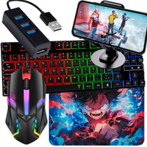 Kit Mobilador Para Celular Gamer Com Tripé Mouse Teclado Led Kit Mobilador Para Celular Gamer Com Tripé Mouse Teclado Led