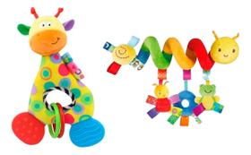 Kit Mobile Centopeia Espiral Infantil + Mordedor Bebê Girafa