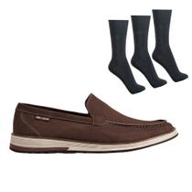 Kit Mocassim Ferracini Ultra Summer Masculino + 3 Pares de Meias Kit Mocassim Ferracini Ultra Summer Masculino + 3 Pares de Meias