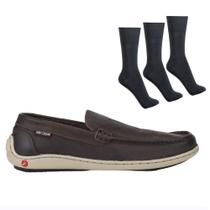 Kit Mocassim Ferracini Walk Miami Masculino + 3 Pares de Meias