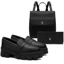Kit Mocassim Tratorado Feminino Preto + Mochila- 32 Kit Mocassim Tratorado Feminino Preto + Mochila- 32