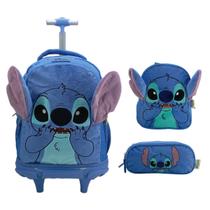 Kit Moch De Rodinha Stitch + Estojo Triplo + Lanch 3D 50062