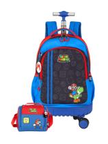 Kit Mochila 2Em1 4 Rodas+Lancheira Super Mario - Preto Kit Mochila 2Em1 4 Rodas+Lancheira Super Mario - Preto