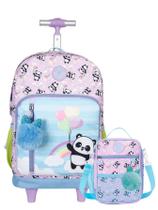 Kit Mochila 2em1 Costas e Rodas +Lancheira Panda Balao