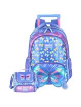 Kit Mochila 2Em1 Rodas Costas + Lancheira Térmica Borboleta Kit Mochila 2Em1 Rodas Costas + Lancheira Térmica Borboleta