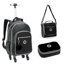 Kit Mochila 360 , Lancheira e Estojo Escolar Brilhosa