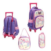 Kit Mochila 3D E Lancheira + Estojo Castelo Unicórnio Kit Mochila 3D E Lancheira + Estojo Castelo Unicórnio
