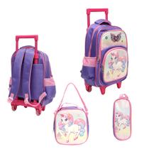 Kit Mochila 3d E Lancheira + Estojo Castelo Unicórnio Kit Mochila 3d E Lancheira + Estojo Castelo Unicórnio