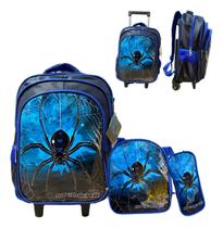 Kit Mochila 3D Escola Infantil Com Rodinhas Lancheira Estojo