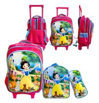 Kit Mochila 3D Escola Infantil Rodinhas Lancheira Estojo Volta As Aulas