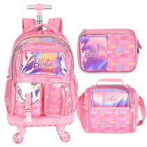 Kit Mochila 4 Rodas Lancheira Estojo Escolar Menina Barbie