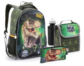 Kit Mochila 5 Peças Dinossauro T Rex Seanite Infantil Menino Estojo Lancheira Garrafa Kit Mochila 5 Peças Dinossauro T Rex Seanite Infantil Menino Estojo Lancheira Garrafa