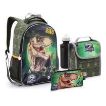 Kit Mochila 5 Peças Dinossauros Seanite Infantil Menino Estojo Lancheira Garrafa Kit Mochila 5 Peças Dinossauros Seanite Infantil Menino Estojo Lancheira Garrafa