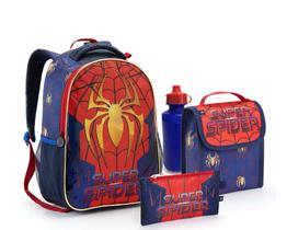 Kit Mochila 5 Peças Homen Aranha Vermelho Dourado Aranha Seanite Infantil Menino Estojo Lancheira Kit Mochila 5 Peças Homen Aranha Vermelho Dourado Aranha Seanite Infantil Menino Estojo Lancheira