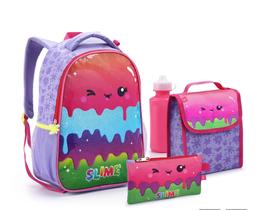 Kit Mochila 5 Peças Slime Lancheira Com Estojo Menina Infantil Seanite