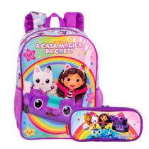 Kit Mochila A Casa Mágica da Gabby Com Estojo Duplo Oficial