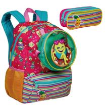 Kit Mochila Abacaxi Escolar Costas Tam G Infantil Bolsinha Estojo Duplo