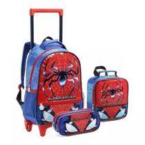 Kit Mochila Aranha Escolar Infantil Rodinhas Super Spider G