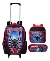 Kit Mochila Aranha Rodinhas Spider Infantil Masculina Escola