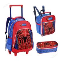 Kit Mochila Aranha Spider Denlex Lancheira Estojo Dl1374