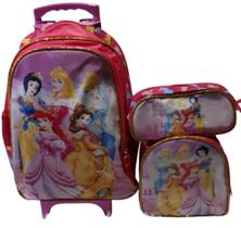 Kit Mochila As Princesas Rodinha, Lancheira Térmica e Estojo