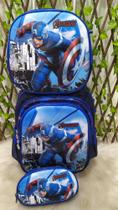 Kit mochila Avengers, com lancheira térmica, estojo. Opções de costa e carrinho - Dalva Brasil