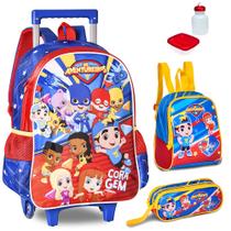Kit Mochila Aventureiros Escolar Tam G Luccas Neto 2 em 1 Lancheira Térmica Estojo Duplo